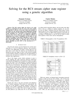 Solving for the RC4 stream cipher state register using a genetic