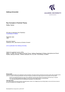 Aalborg Universitet Key Concepts in Feminist Theory Walby, Sylvia