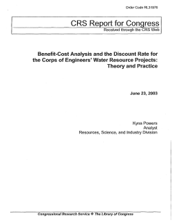 Benefit-Cost Analysis and the Discount Rate for the Corps of