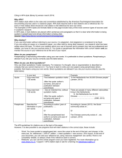 Citing in APA style (library fcj version march 2014) Why APA? APA