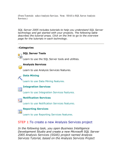 (From Tutorials: select Analysis Services