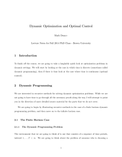 Dynamic Optimization and Optimal Control