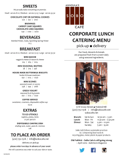 corporate lunch catering menu