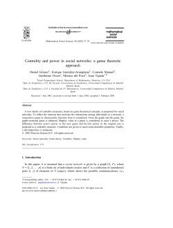 C entrality and power in social networks: a game theoretic approach