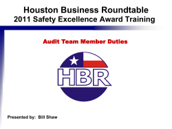 HBR Safety Excellence Awards Audit Team Leader Duties