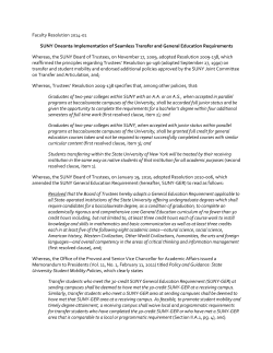 Faculty Resolution 2014-01: SUNY Oneonta Implementation of