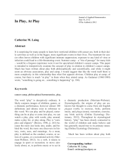 In Play, At Play - Journal of Applied Hermeneutics