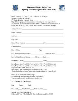 Spring Athlete Registration Form 2017