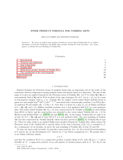 INNER PRODUCT FORMULA FOR YOSHIDA LIFTS Contents 1