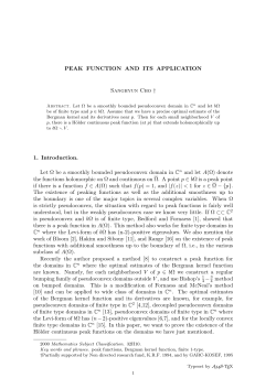 PEAK FUNCTION AND ITS APPLICATION Sanghyun Cho &dagger; 1