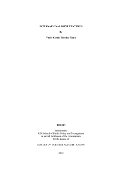INTERNATIONAL JOINT VENTURES By Vasile Costin Theodor