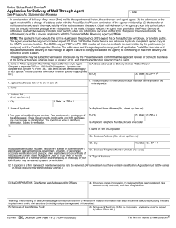 Application for Delivery of Mail Through Agent