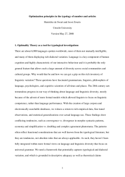 1 Optimization principles in the typology of number and articles