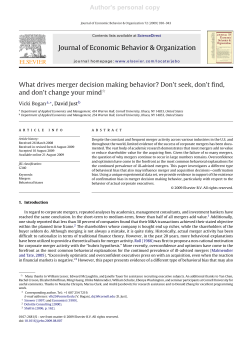 Author`s personal copy Journal of Economic Behavior