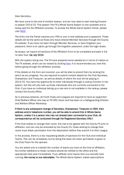 Dear Secretary, We have come to the end of another