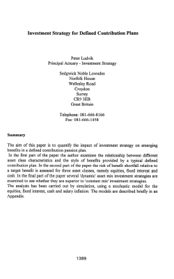 Investment Strategy for Defined Contribution Plans