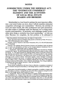 Jurisdiction Under the Sherman Act