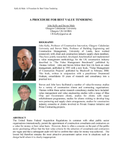 a procedure for best value tendering