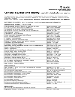 Cultural Studies and Theory:a selective list of reference sources