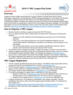 2016-17 VRC League Play Guide Overview How