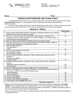 CANDIDA QUESTIONNAIRE AND SCORE SHEET* Section A