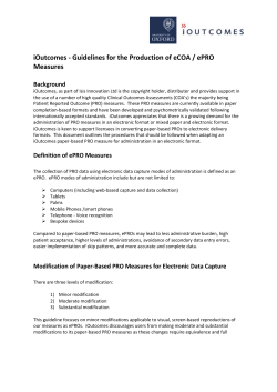 Guidelines for the Production of eCOA / ePRO Measures Background