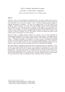 PlayTax: `Gamifying` international tax teaching John Taylor*, Ann