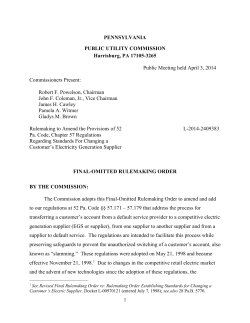 Final-Omitted Rulemaking Order Regarding Standards for Changing