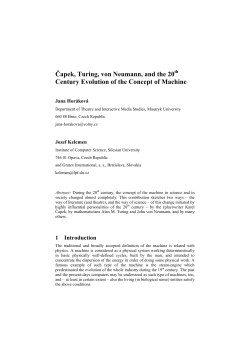 Čapek, Turing, von Neumann, and the 20th Century Evolution of the