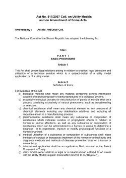 Act No. 517/2007 Coll. on Utility Models and on Amendment of
