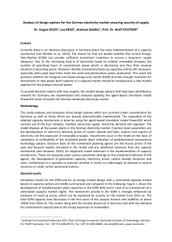 Analysis of design options for the German electricity market ensuring