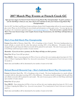 2017 Match Play Events at French Creek GC