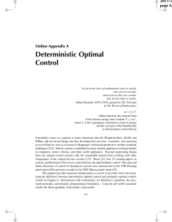 Appendix A: Deterministic Optimal Control