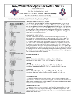 2014 Baseball Game Notes -- KIT 6-9-14-6-11-14
