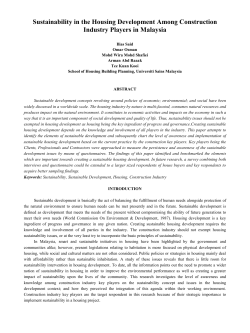 Sustainability in the Housing Development among