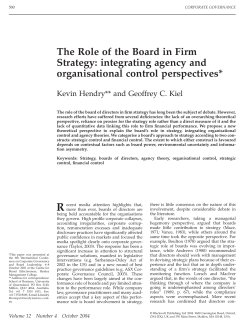 The Role of the Board in Firm Strategy