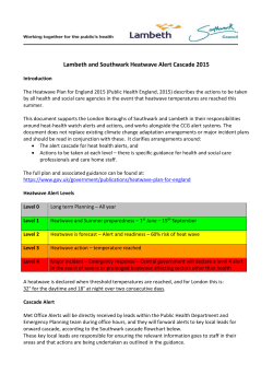 Lambeth Heatwave Alert Cascade 2015