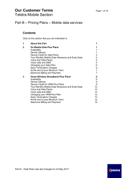 Telstra - Our Customer Terms &ndash; Telstra Mobile Section &ndash; Part B