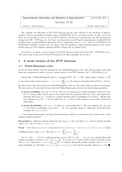 Lecture 17-18 1 A weak version of the PCP theorem