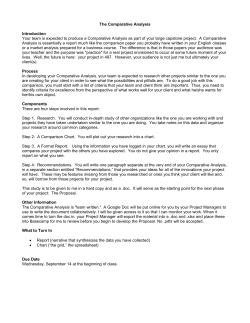 Comparative Analysis Assignment Sheet - DTC-WSUV
