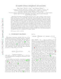 An equality between entanglement and uncertainty