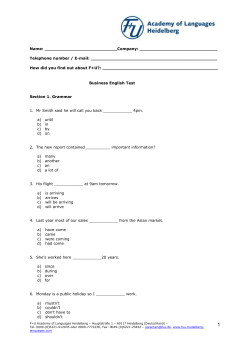 Business English Test - F+U Academy of Languages