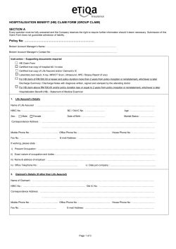 hospitalization claim form - Etiqa Insurance and Takaful