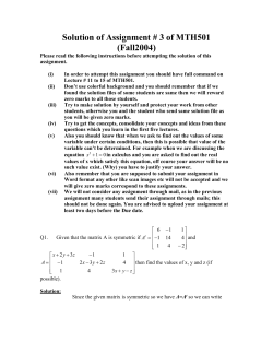 Solution of Assignment # 3 of MTH501 (Fall2004) Please read the