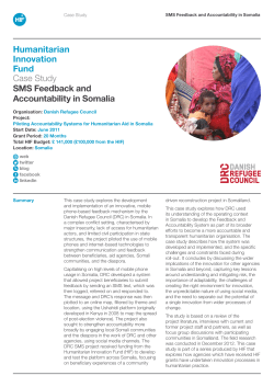 Humanitarian Innovation Fund Case Study SMS Feedback