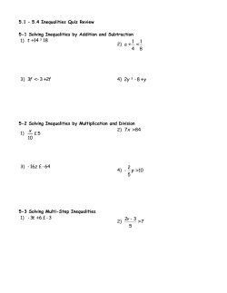 5.1 &ndash; 5.4 Inequalities Quiz Review 5