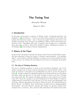 The Turing Test - Alexander Weinert