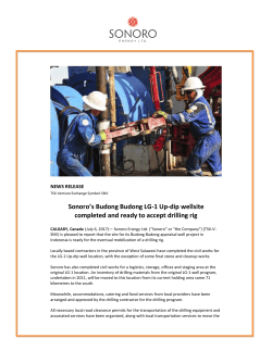 Sonoro`s Budong Budong LG-1 Up-dip wellsite