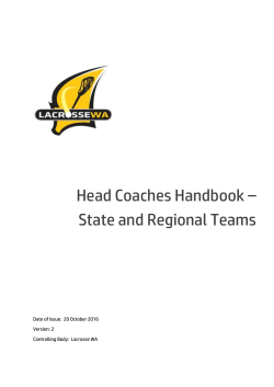 Head Coaches Handbook &ndash; State and Regional Teams