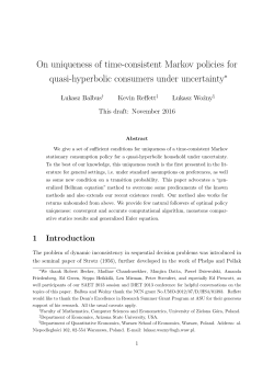 On uniqueness of time-consistent Markov policies for quasi